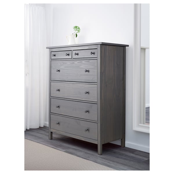 HEMNES 6-drawer chest, dark gray stained, 108x131 cm (421/2x515/8