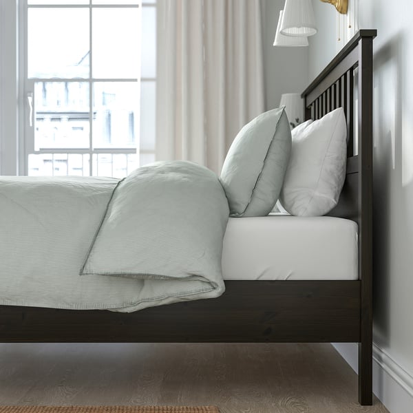 HEMNES Bed frame, black-brown/Luröy, King