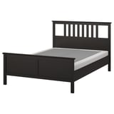 HEMNES Bed frame, black-brown/Lyngör white, Queen