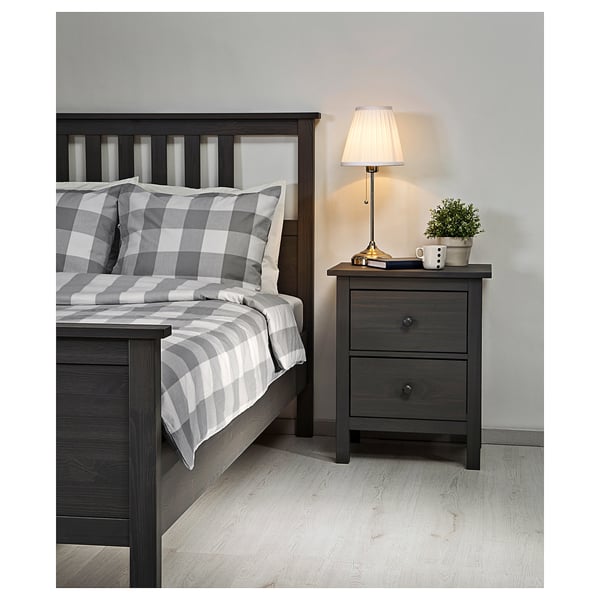 HEMNES Bed frame, dark gray stained/Lyngör dark gray, King
