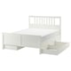 HEMNES Bed frame with 4 storage boxes, white stain, Queen