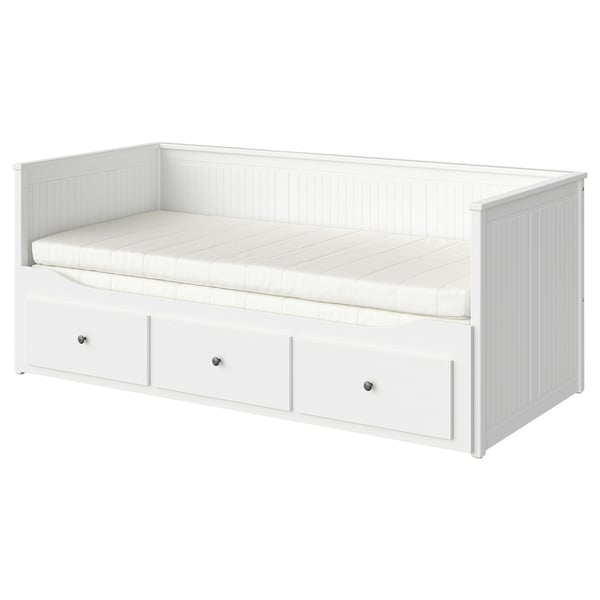 HEMNES Daybed with 3 drawers/2 mattresses, white/Minnesund firm, Twin IKEA CA