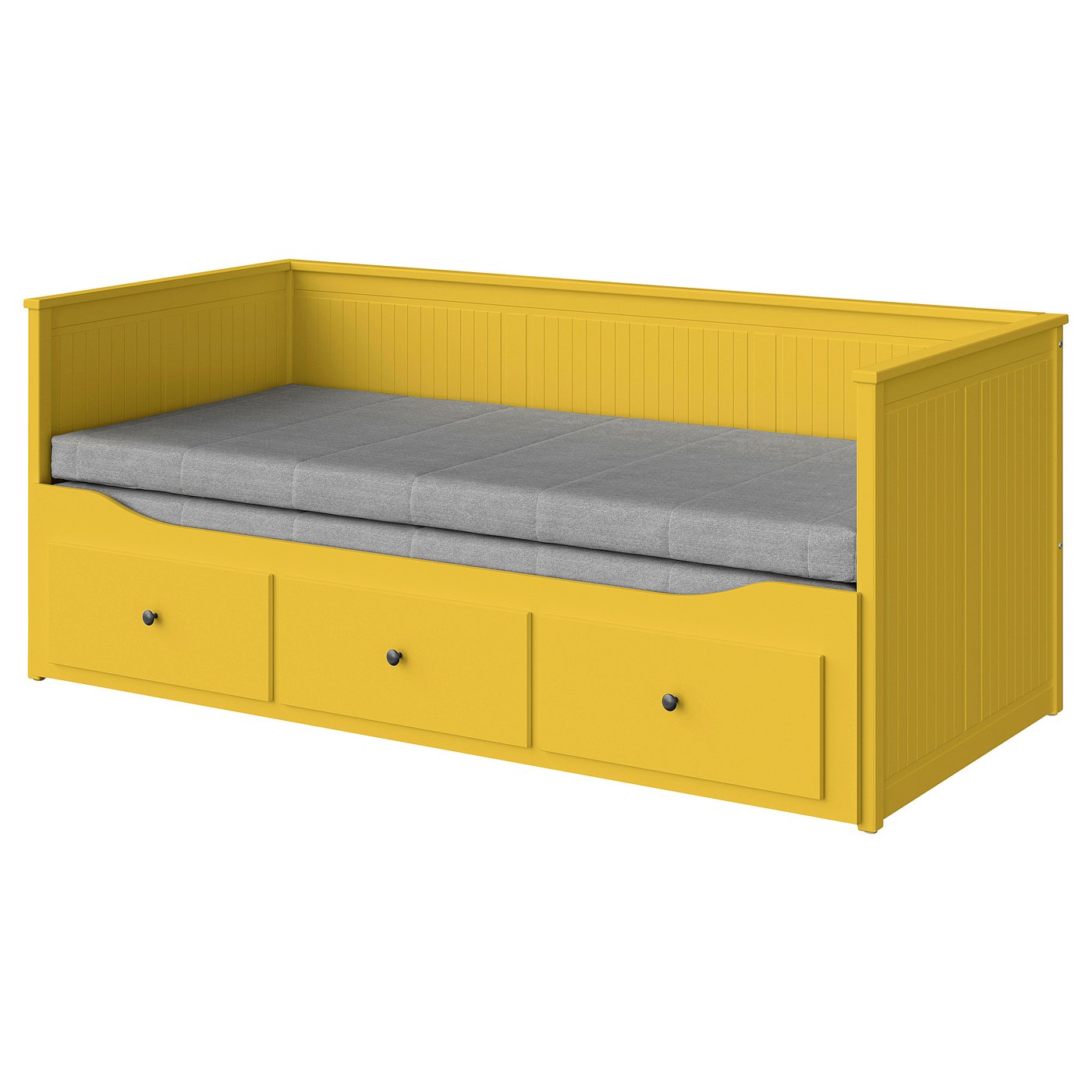 HEMNES daybed with 3 drawers/2 mattresses, yellow/Ågotnes firm, Twin