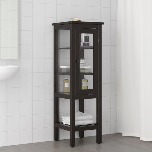 Hemnes High Cabinet With Glass Door Black Brown Ikea