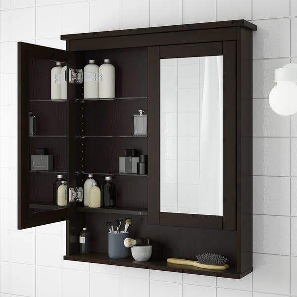 hemnes mirror cabinet with 2 doors black brown stain ikea canada ikea