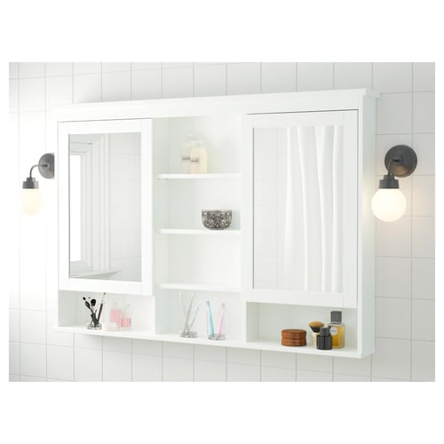HEMNES Mirror with 2 doors, white, 551/8x385/8" (140x98 cm
