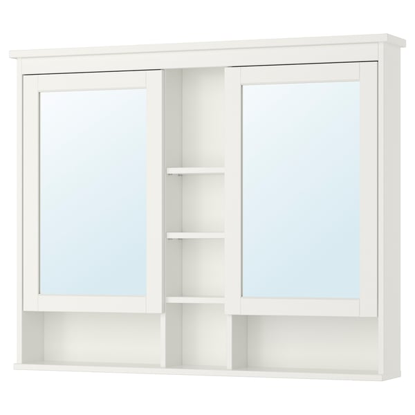 HEMNES mirror with 2 doors, white, 120x98 cm (471/4x385/8