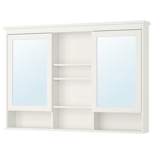 HEMNES Mirror with 2 doors, white, 551/8x385/8" (140x98 cm
