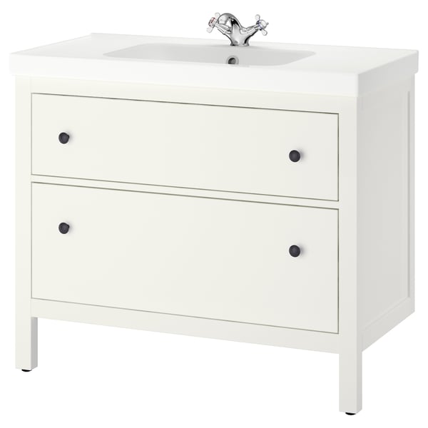 HEMNES Vanity in White with Runskär Bath Faucet IKEA CA