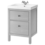 HEMNES / ORRSJÖN Sink cab w drawers/sink/tap, gray, 25x21 3/4x34 7/8 "