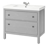 HEMNES / ORRSJÖN Sink cab w drawers/sink/tap, gray, 37x21 3/4x34 7/8 "