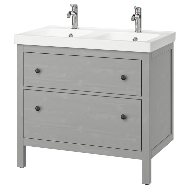 HEMNES / ORRSJÖN Sink cab w drawers/sink/taps gray IKEA CA