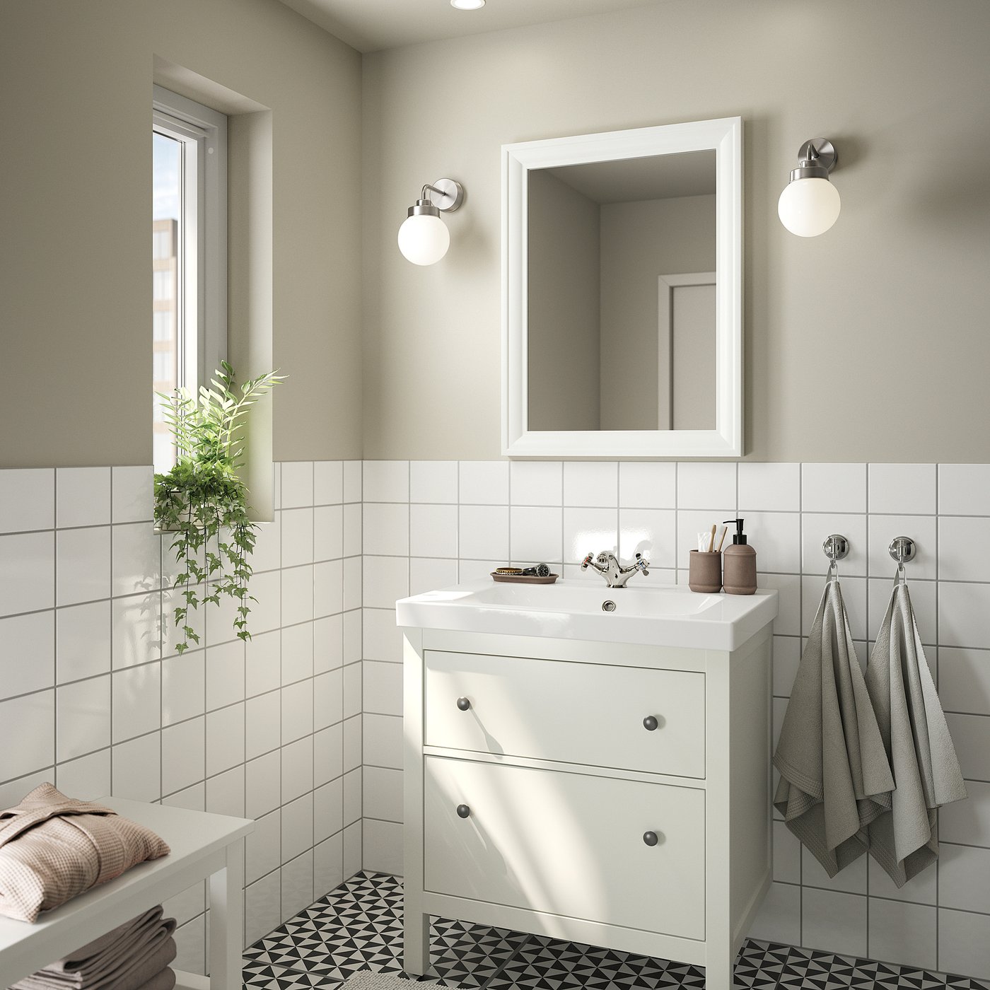 HEMNES / ORRSJÖN vanity with drawers, white, 79x55x89 cm (31x213