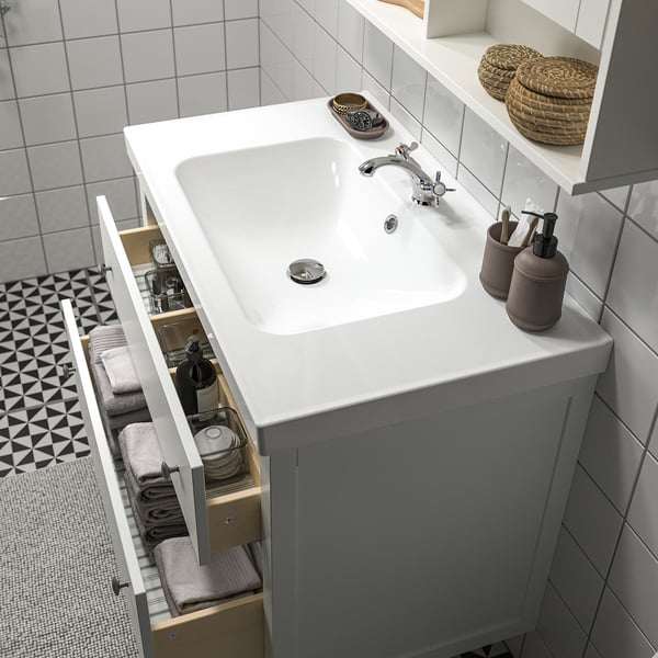 HEMNES / ORRSJÖN Vanity with drawers, white, 37x21 3/4x34 7/8 "