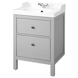 HEMNES / RUTSJÖN Sink cab w drawers/sink/tap, gray, 25 1/4x21 7/8x37 "