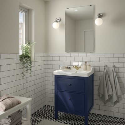 HEMNES Sink cabinet with drawers, blue, 24x32 3/8 "