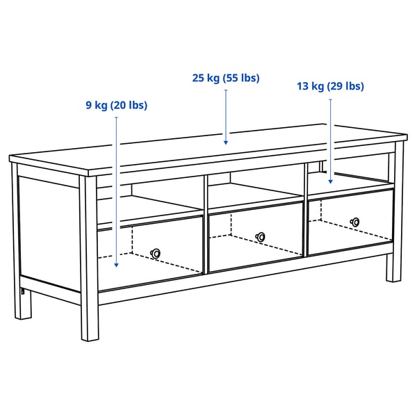 HEMNES TV bench, blackbrown, 148x47x57 cm (581/4x181/2x221/2") IKEA CA