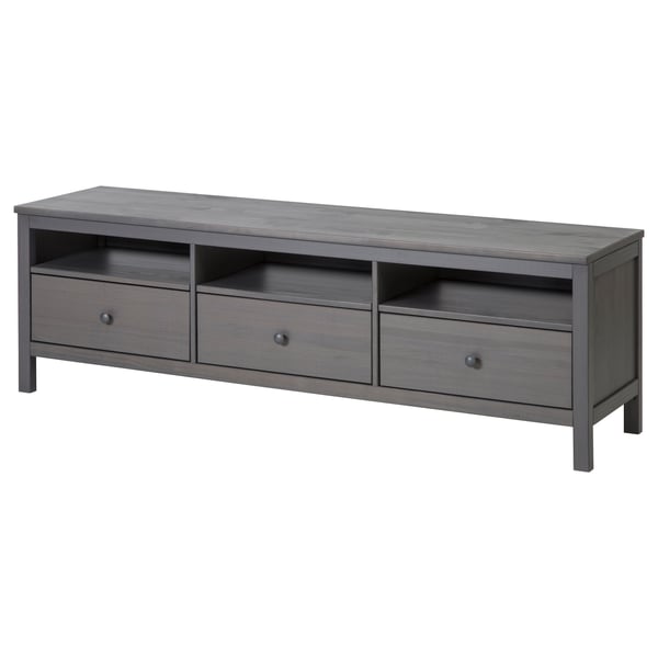 HEMNES TV bench, dark gray stained, 183x47 cm (72x181/2") IKEA CA