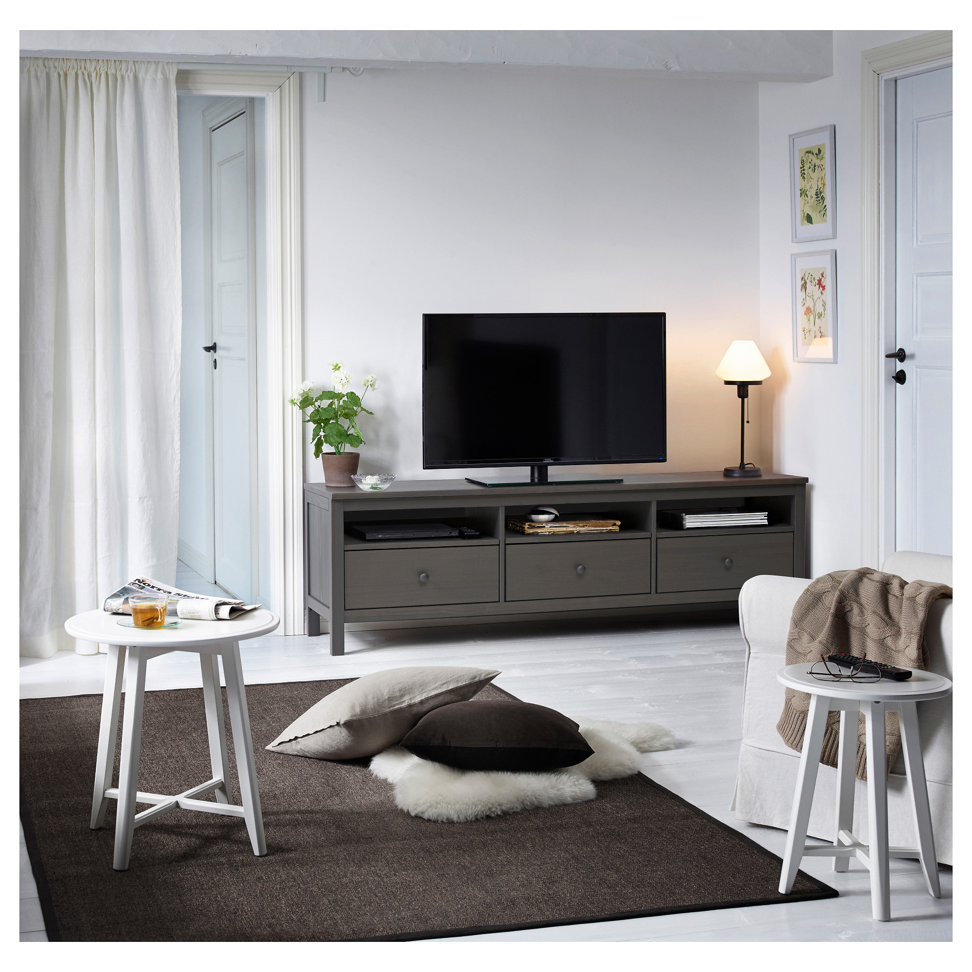 HEMNES TV bench, dark gray stained, 72x181/2" (183x47 cm) IKEA