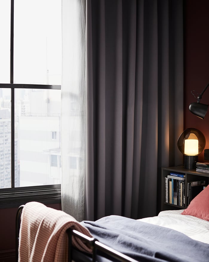 blackout curtains, 1 pair, gray, 145x250 cm (57x98") IKEA CA