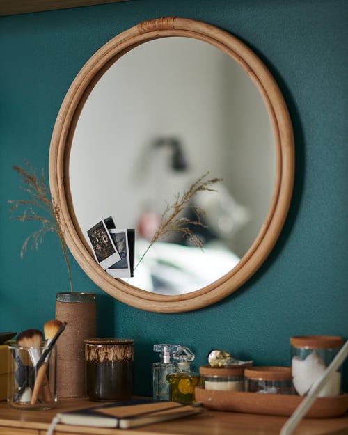 HINDÅS Mirror, rattan, 195/8" (50 cm) IKEA
