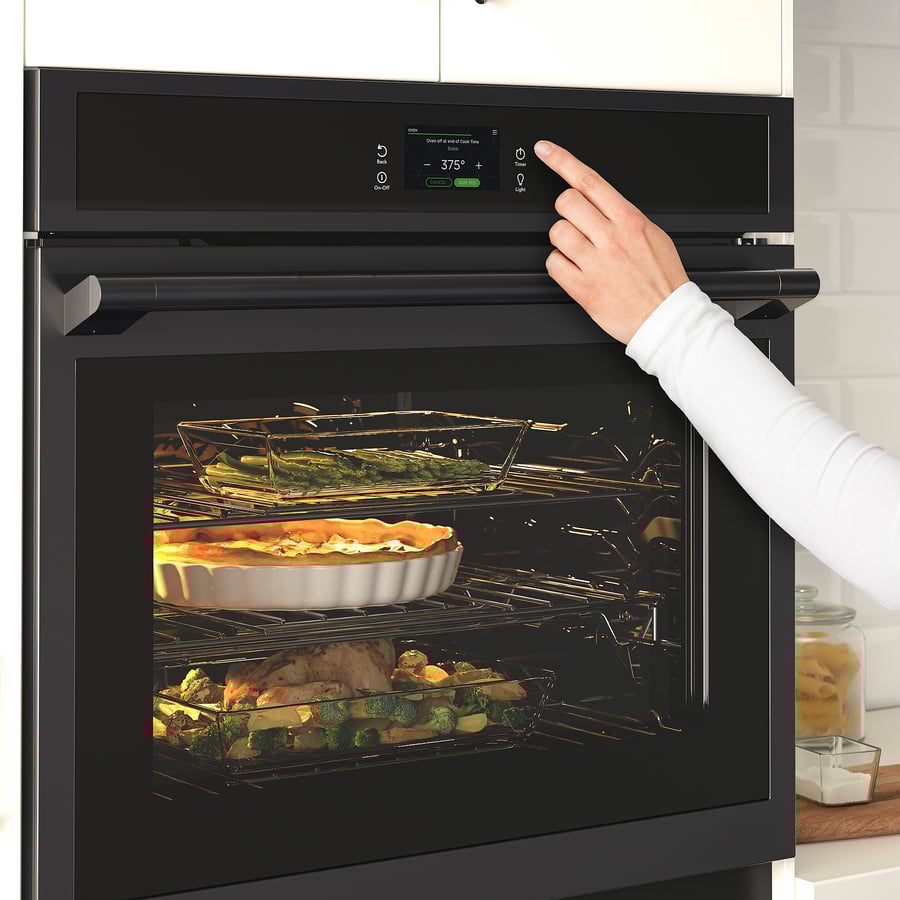 HJÄLTEBY wall oven with true conv+selfclean, black Stainless steel