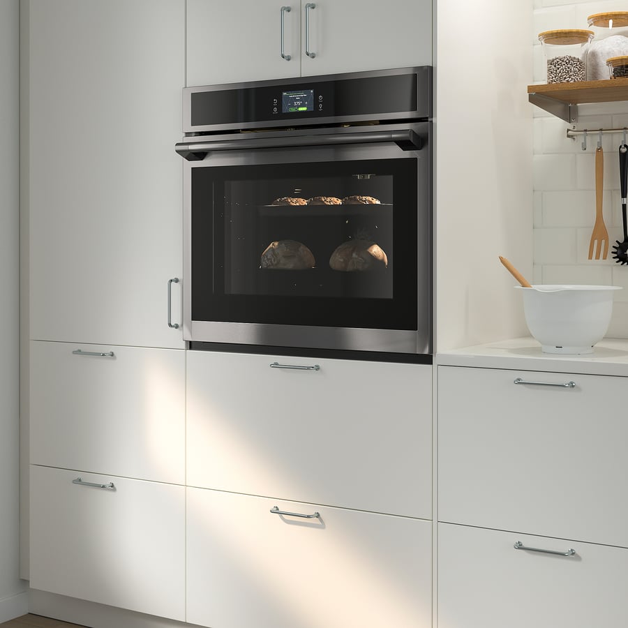 HJÄLTEBY wall oven with true conv+selfclean, black Stainless steel