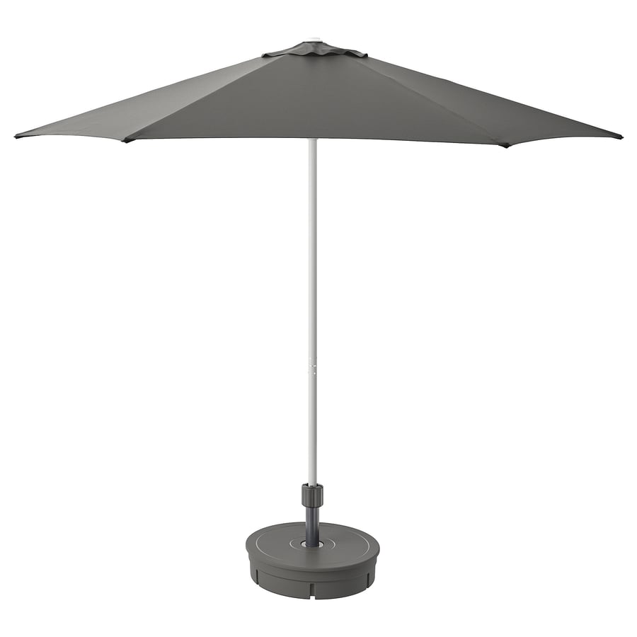 HÖGÖN patio umbrella with base, light gray/Grytö dark gray, 270 cm ...