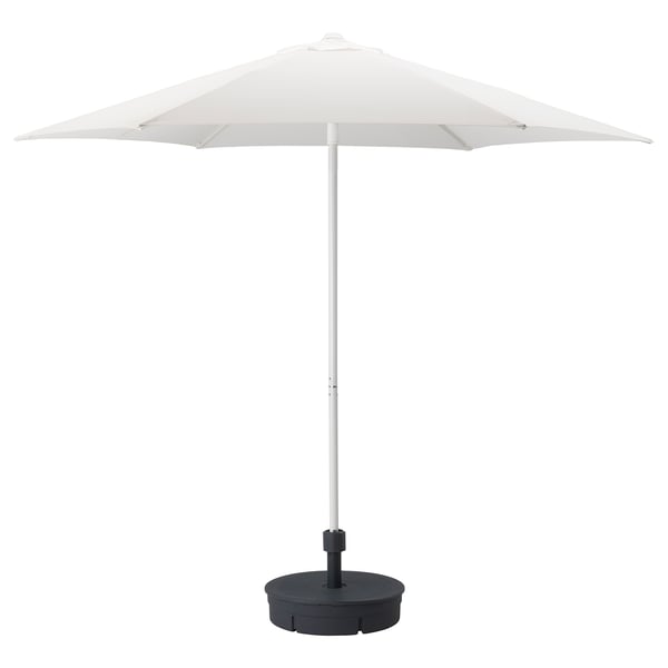 Hogon Patio Umbrella With Base White Gryto Dark Gray Ikea