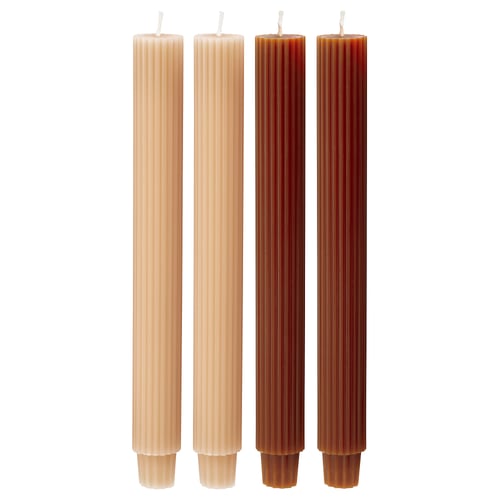 HÖSTAGILLE Unscented chandelier candle, brown-orange/beige, 9 ¾ "