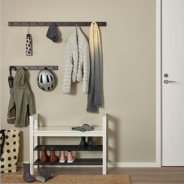 HÖVOLM Rack with 6 knobs, dark brown/wood IKEA CA