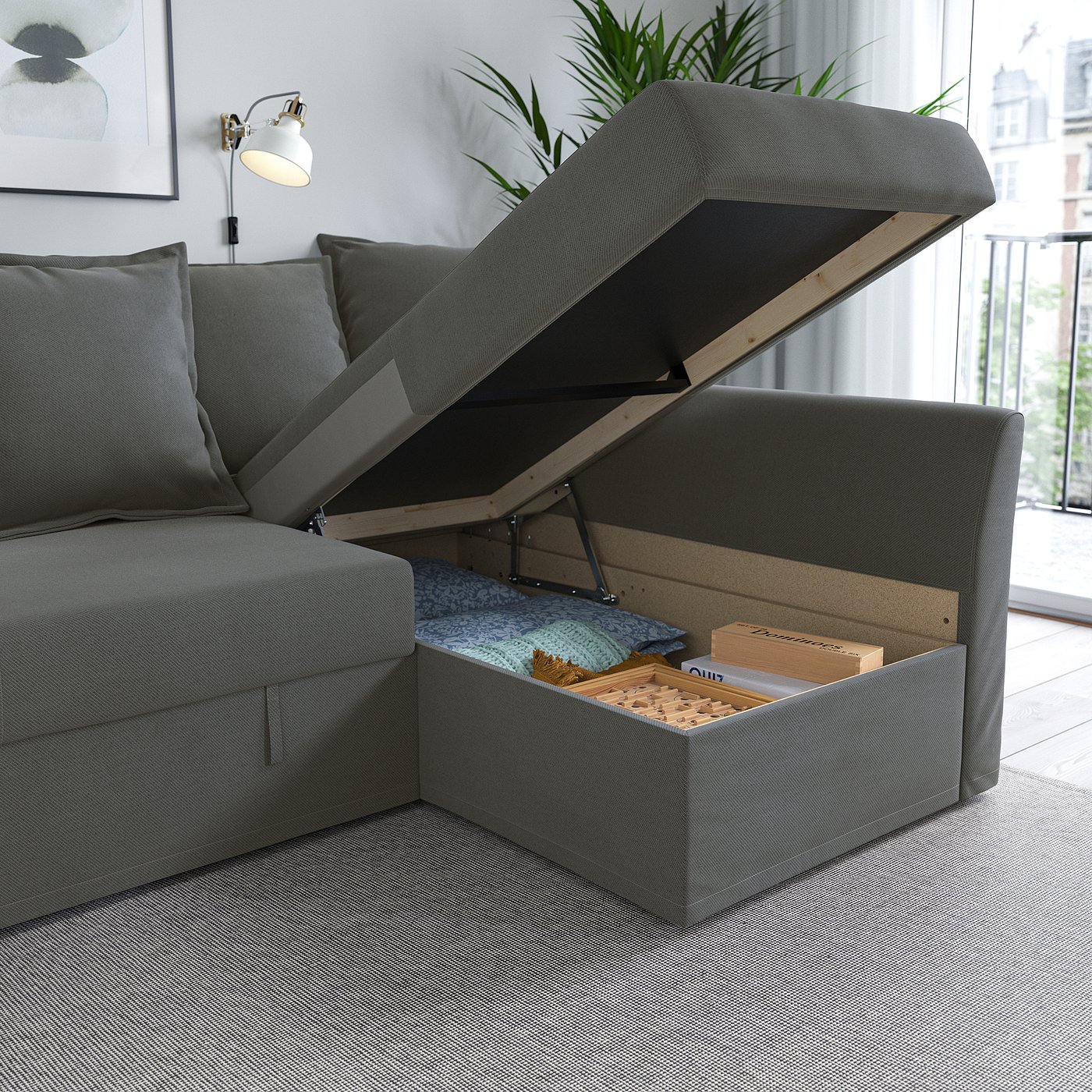 ソファセット HOLMSUND HOLMSUND corner sofa-bed, Borgunda dark gray - IKEA CA