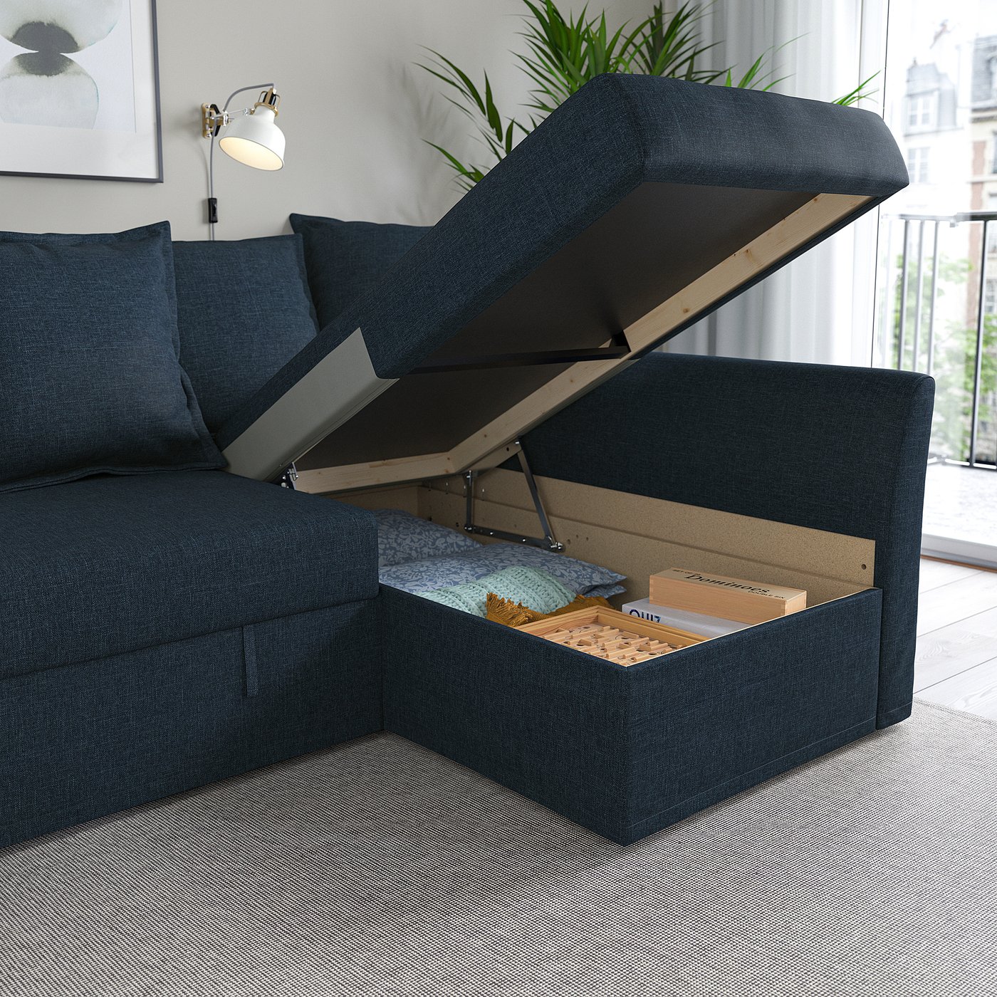 ソファセット HOLMSUND HOLMSUND corner sofa-bed, Kilanda dark blue - IKEA CA