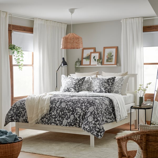 IDALINNEA Comforter set, white/gray, Full/Queen