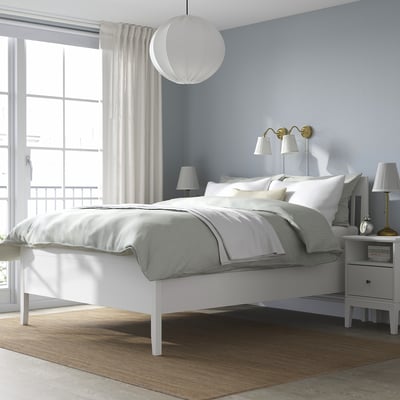IDANÄS Bed frame, white/Lyngör white, Queen