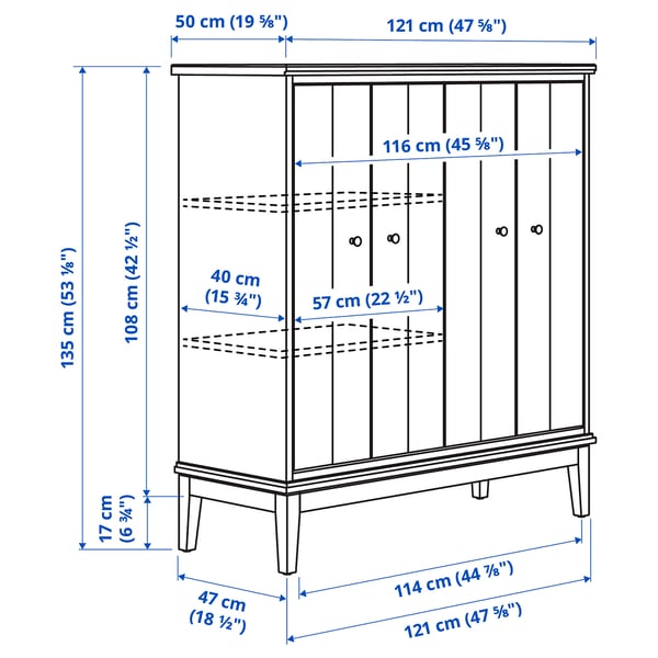 IDANÄS Cabinet with bi-folding doors, white, 47 5/8x53 1/8 "
