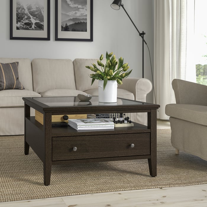 IDANÄS coffee table, dark brown stained, 80x80 cm (311/2x311/2") - IKEA CA