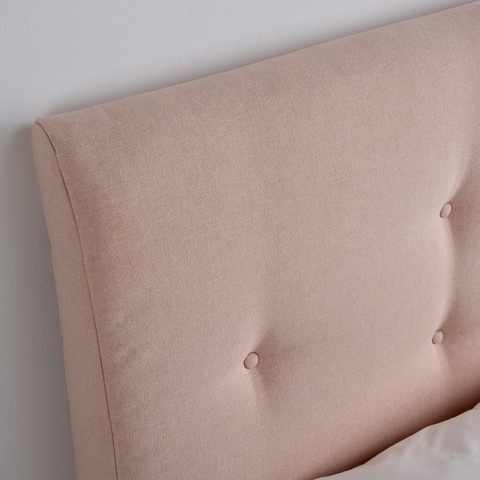 IDANÄS upholstered bed frame, Gunnared pale pink, Queen IKEA CA