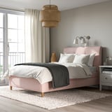 IDANÄS Upholstered storage bed, Gunnared pale pink, Full/Double