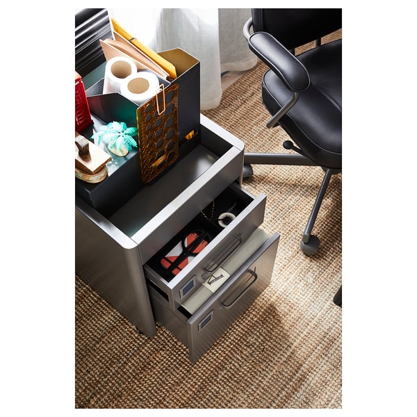 IDÅSEN Drawer unit with smart lock, dark gray, 16 1/2x24 "