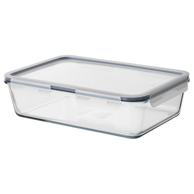IKEA 365+ Food container with lid, rectangular/glass plastic, 3 qt