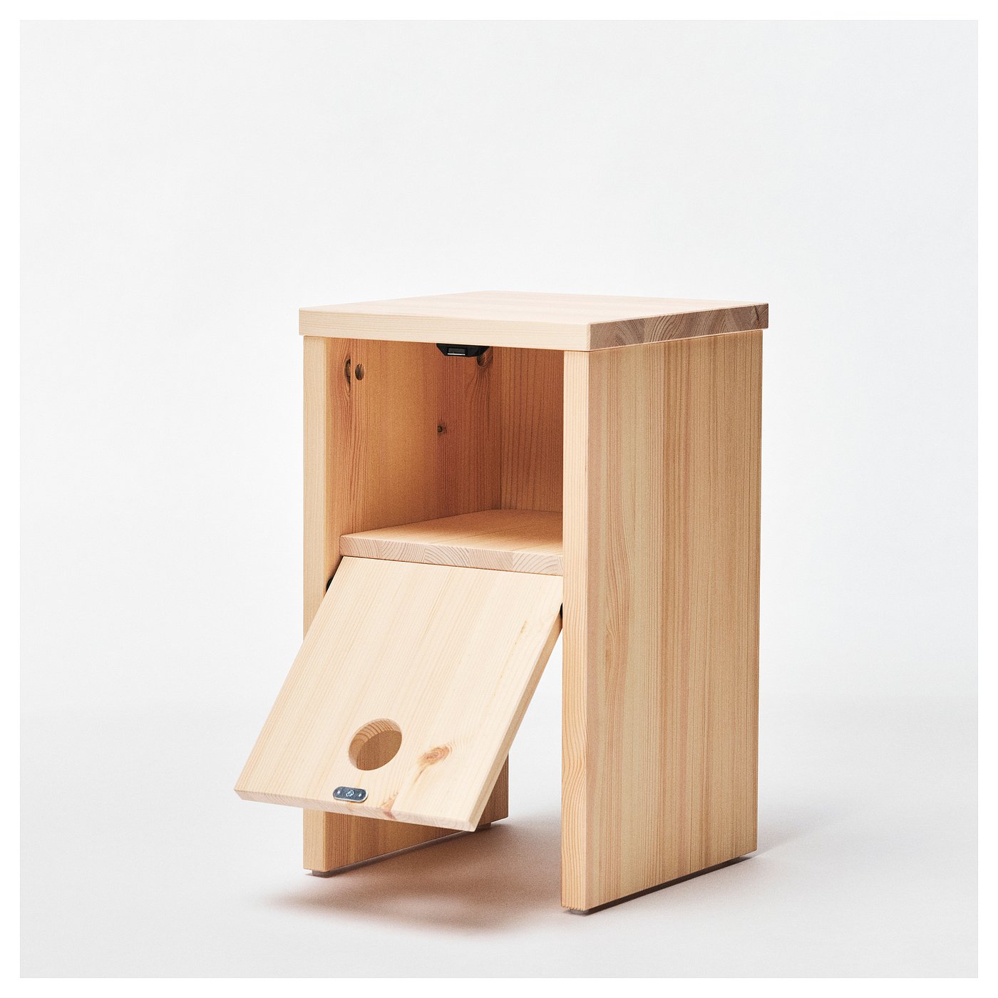 IKEA PS 2026 nightstand, pine with flip-down door, 30x30x50 cm