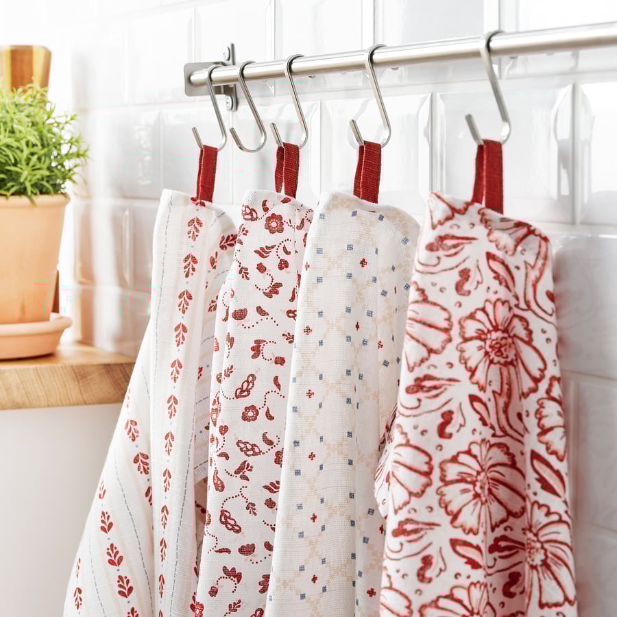 INAMARIA teatowel, patterned red/pink, 45x60 cm (18x24") IKEA CA