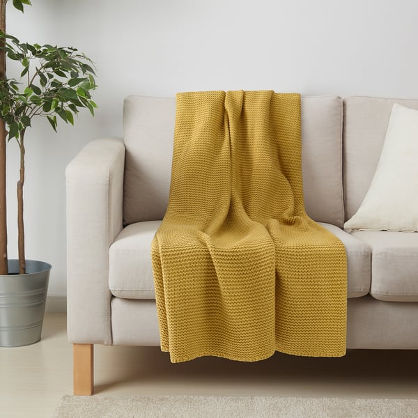 INGABRITTA Throw, yellow, 51x67" (130x170 cm) IKEA CA