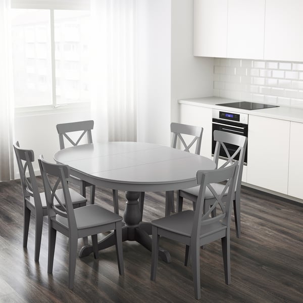 INGATORP Extendable table, gray, 43 1/4/61 "