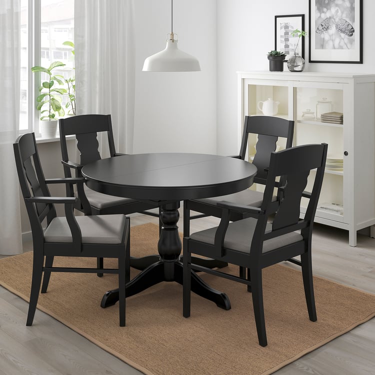 INGATORP / INGATORP Table and 4 chairs, black, 431/4/61" (110/155 cm ...