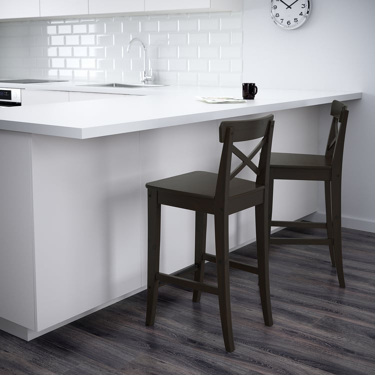 INGOLF bar stool with backrest, brownblack, 63 cm (243/4") IKEA CA