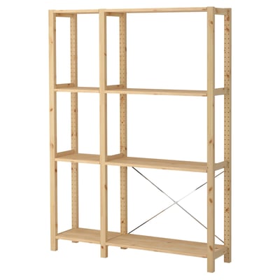 IVAR 2 section shelving unit, pine, 52 3/4x11 3/4x70 1/2 "