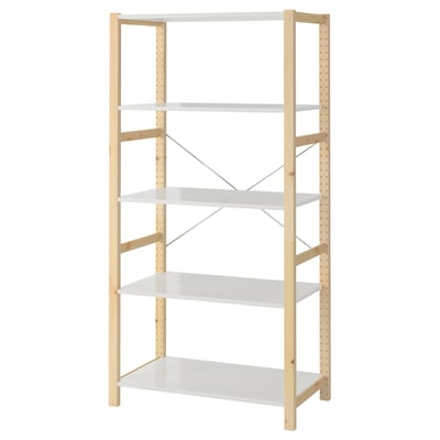 IVAR Shelf unit, pine/metal white, 35x19 5/8x70 1/2 "