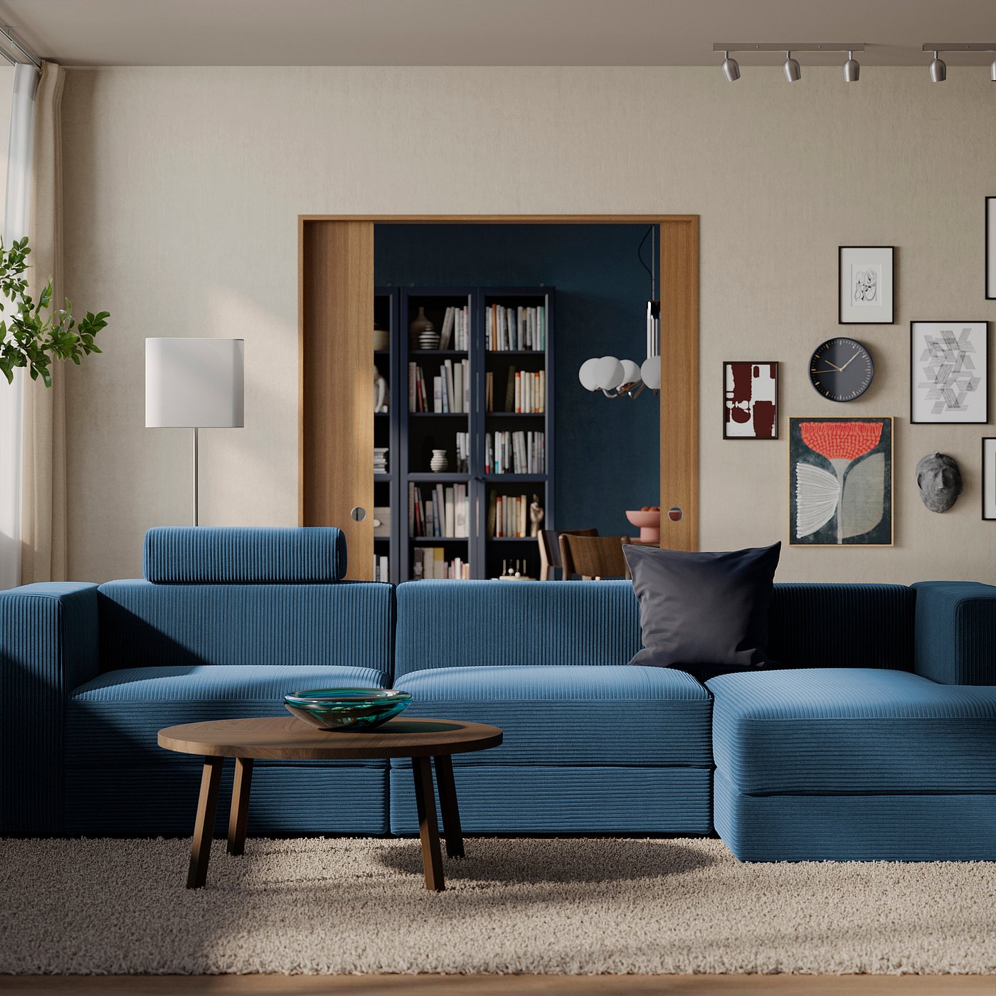 JÄTTEBO 4-seat mod sofa w chaise lounge, right with headrest